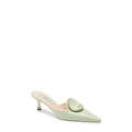 Prada Saffiano Logo Pointed Toe Mules - Green