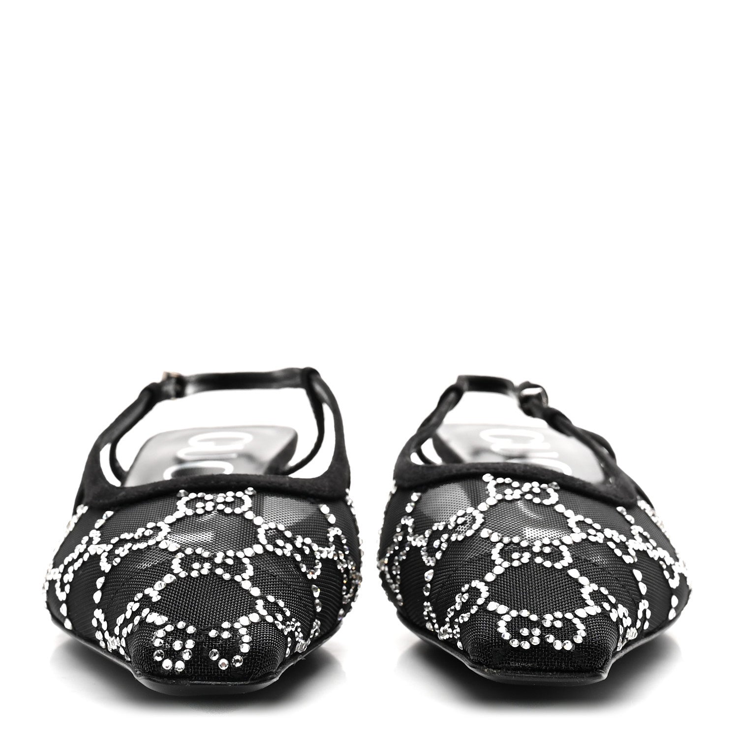 GUCCI CRYSTAL GG MONOGRAM SLINGBACK PUMPS BLACK