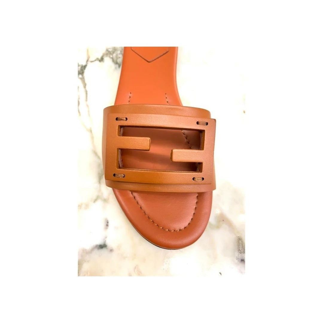 Fendi Mink FF Baguette Slide Sandal Kissed - Tan/Brown