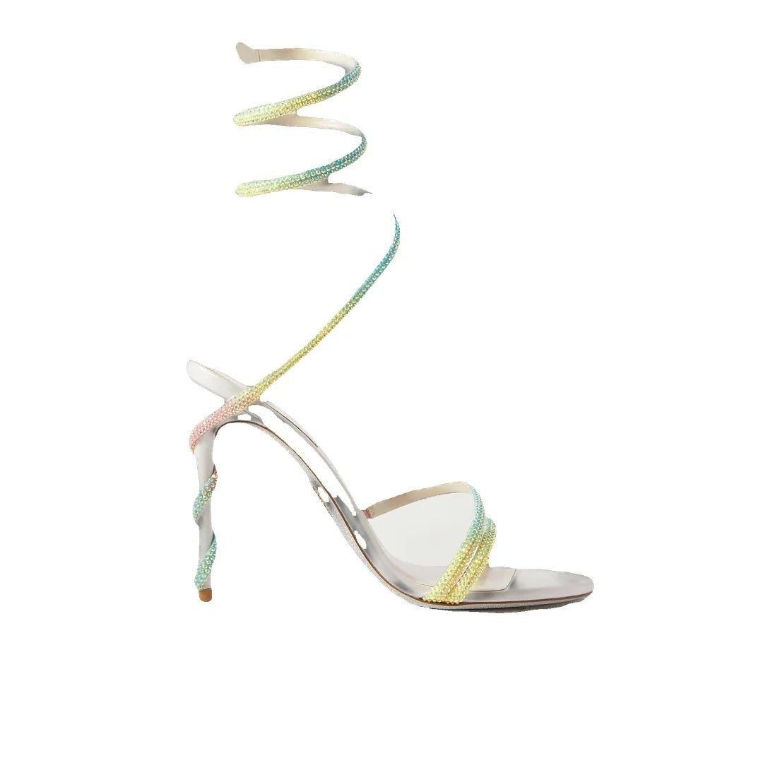 René Caovilla Cleo 40mm Crystal-Embellished Sandal - Multicolor/Pastel