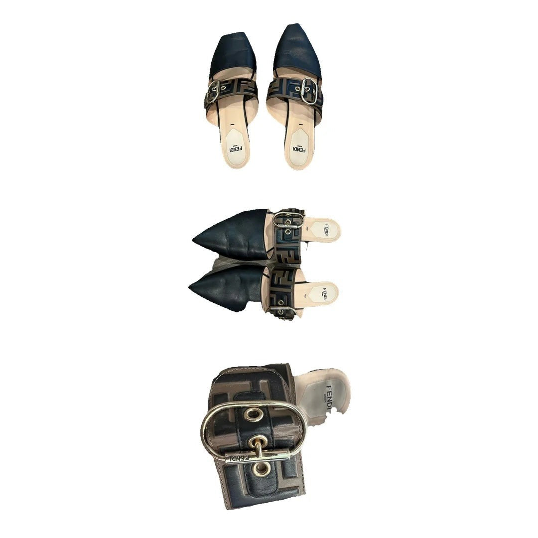 Fendi Sabot Colibrì Mule - Black/Brown