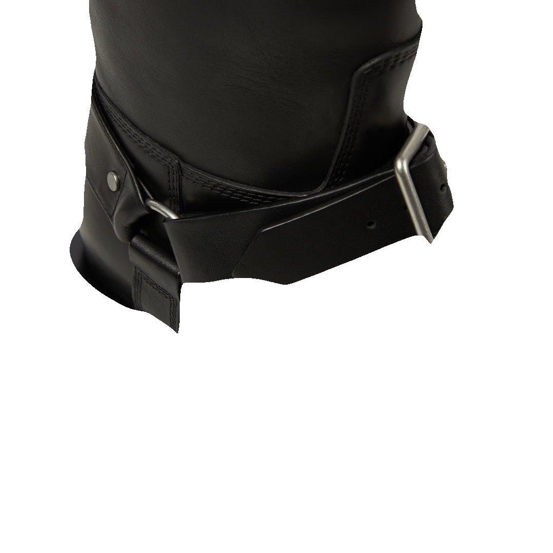 Burberry Saddle Knee-High Leather Boots - Black