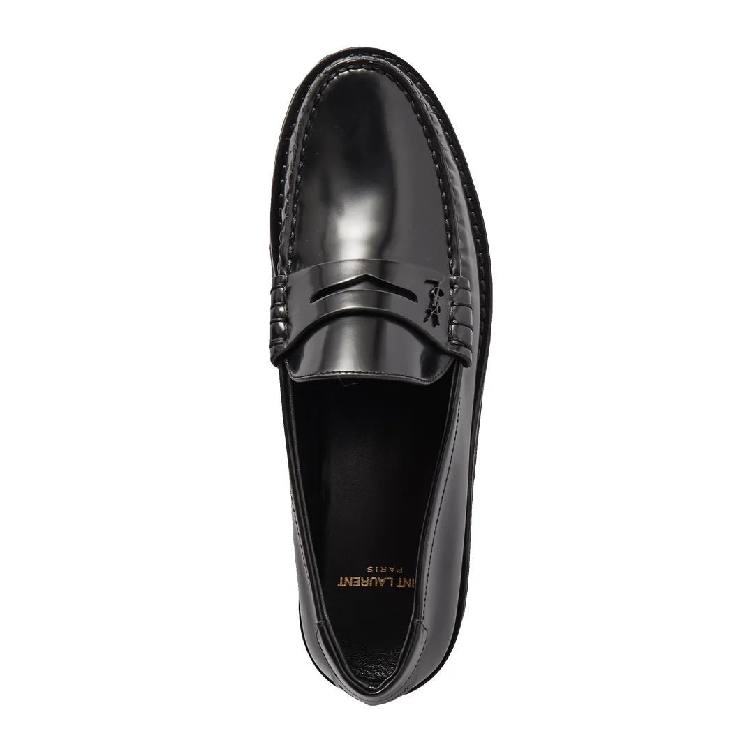 Saint Laurent Pointed-Toe Leather Loafers - Black