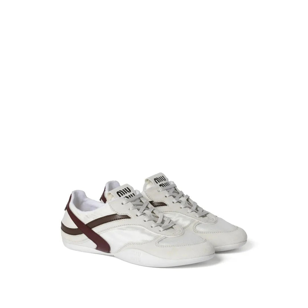 Miu Miu Gymnasium Low-Top Sneakers - White/Burgundy