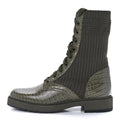 Fendi Vitello Karligraphy Embossed Tall Riding Boot - Olive Green