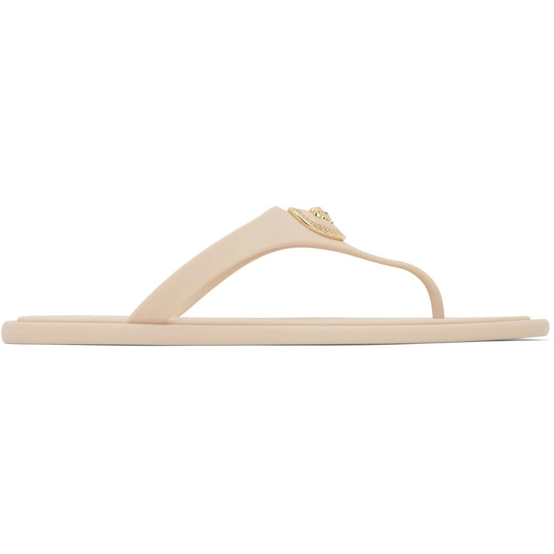 Versace Alia Rubber Flat Sandals - Beige/Nude