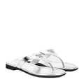 Prada Leather Sandals Block Heel Open Toe - Silver Flat Thong