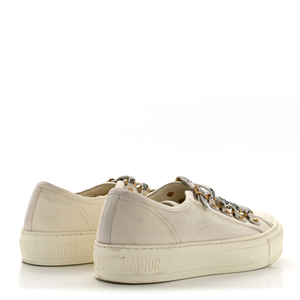CHRISTIAN DIOR WALK'N'DIOR LOW TOP SNEAKERS BLACK CANVAS FLORAL & BEIGE
