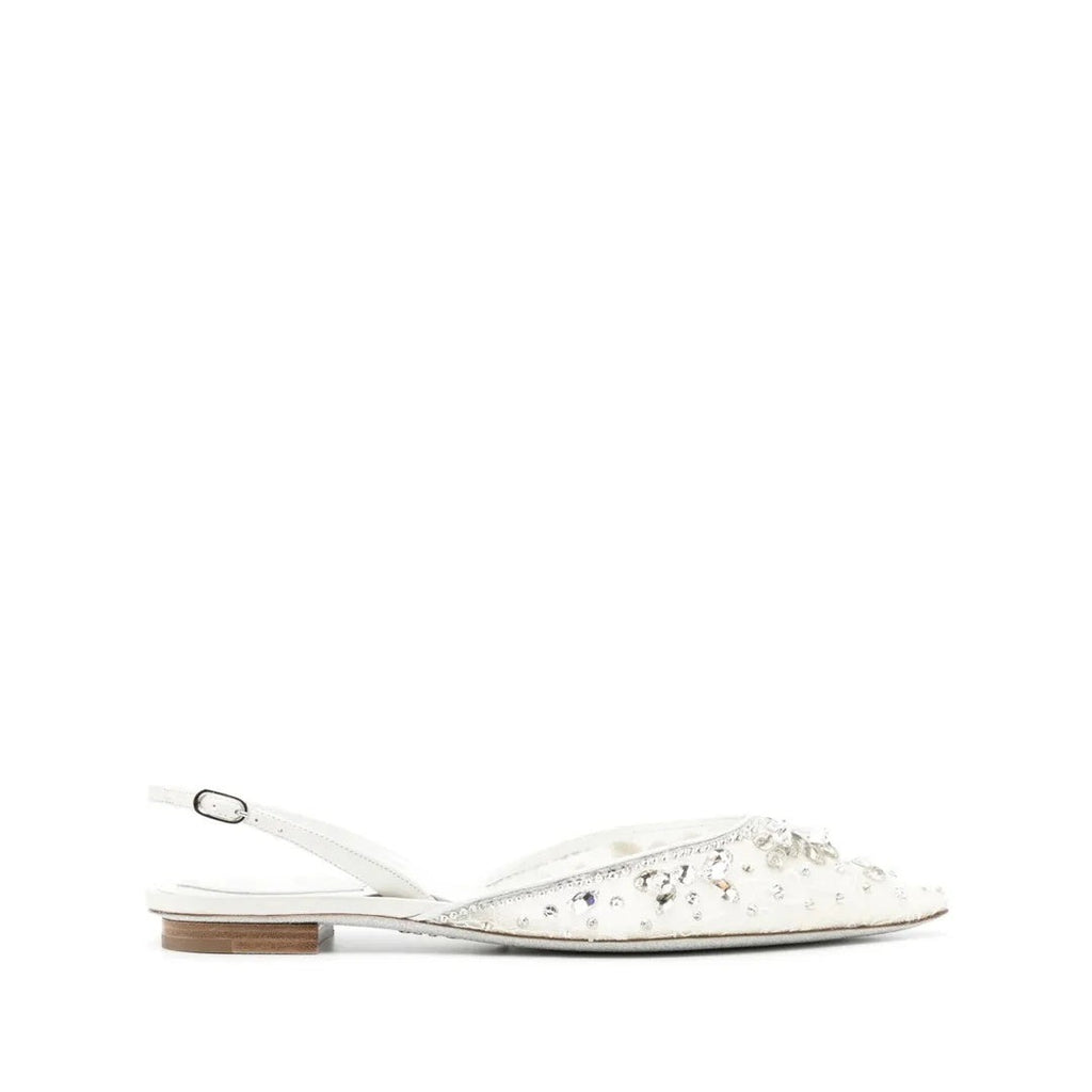 René Caovilla Cinderella 60mm Pump - White flat (different model)