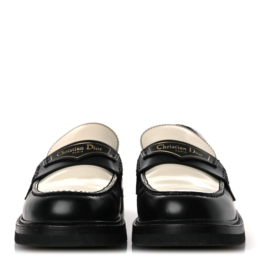 CHRISTIAN DIOR BRUSHED CALFSKIN BOY LOAFER BLACK WHITE