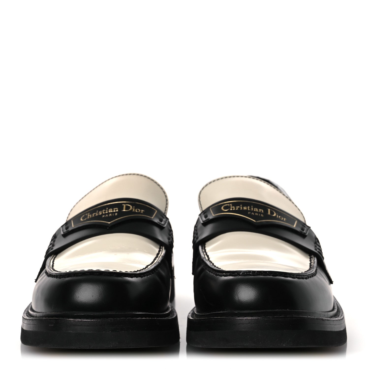 CHRISTIAN DIOR BRUSHED CALFSKIN BOY LOAFER BLACK WHITE