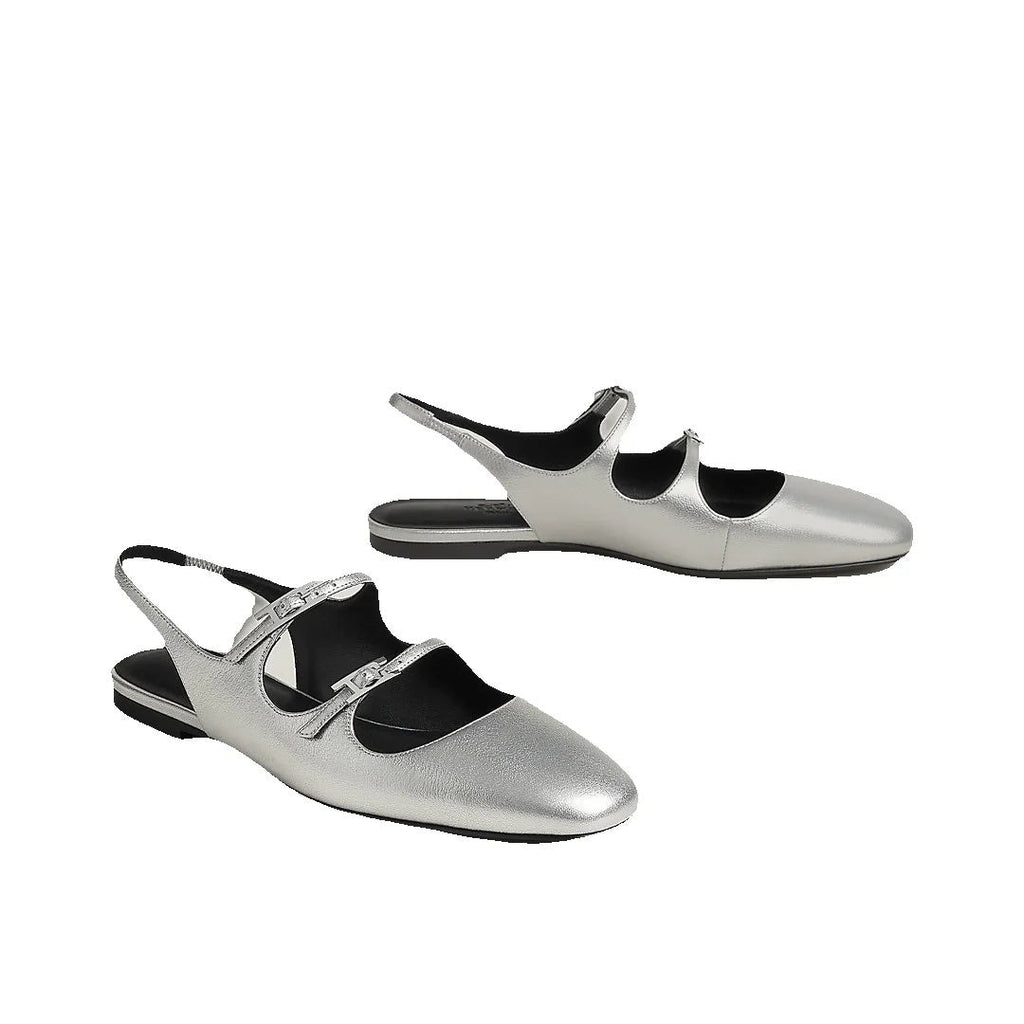 Hermès Mila Slingback Beige - Silver