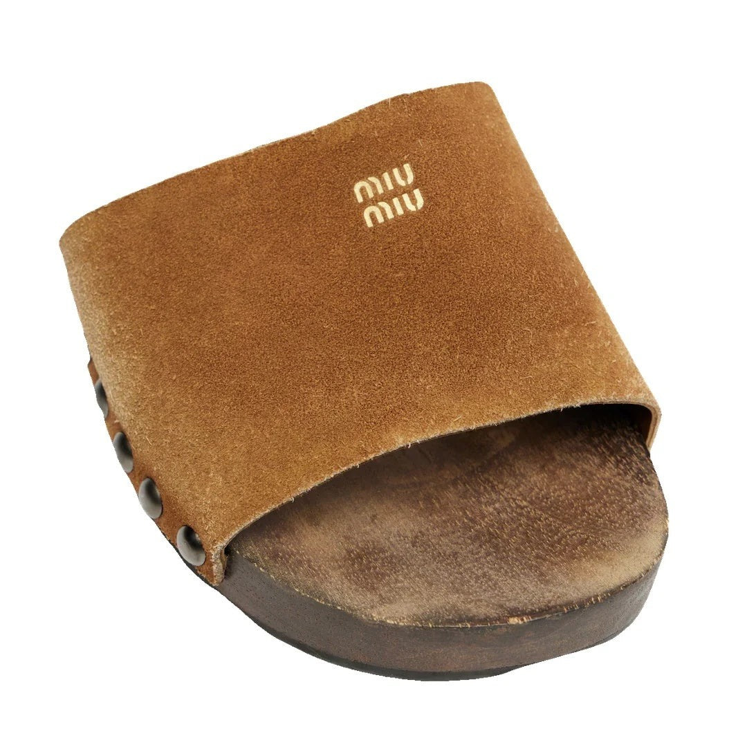 Miu Miu Suede Mules - Brown