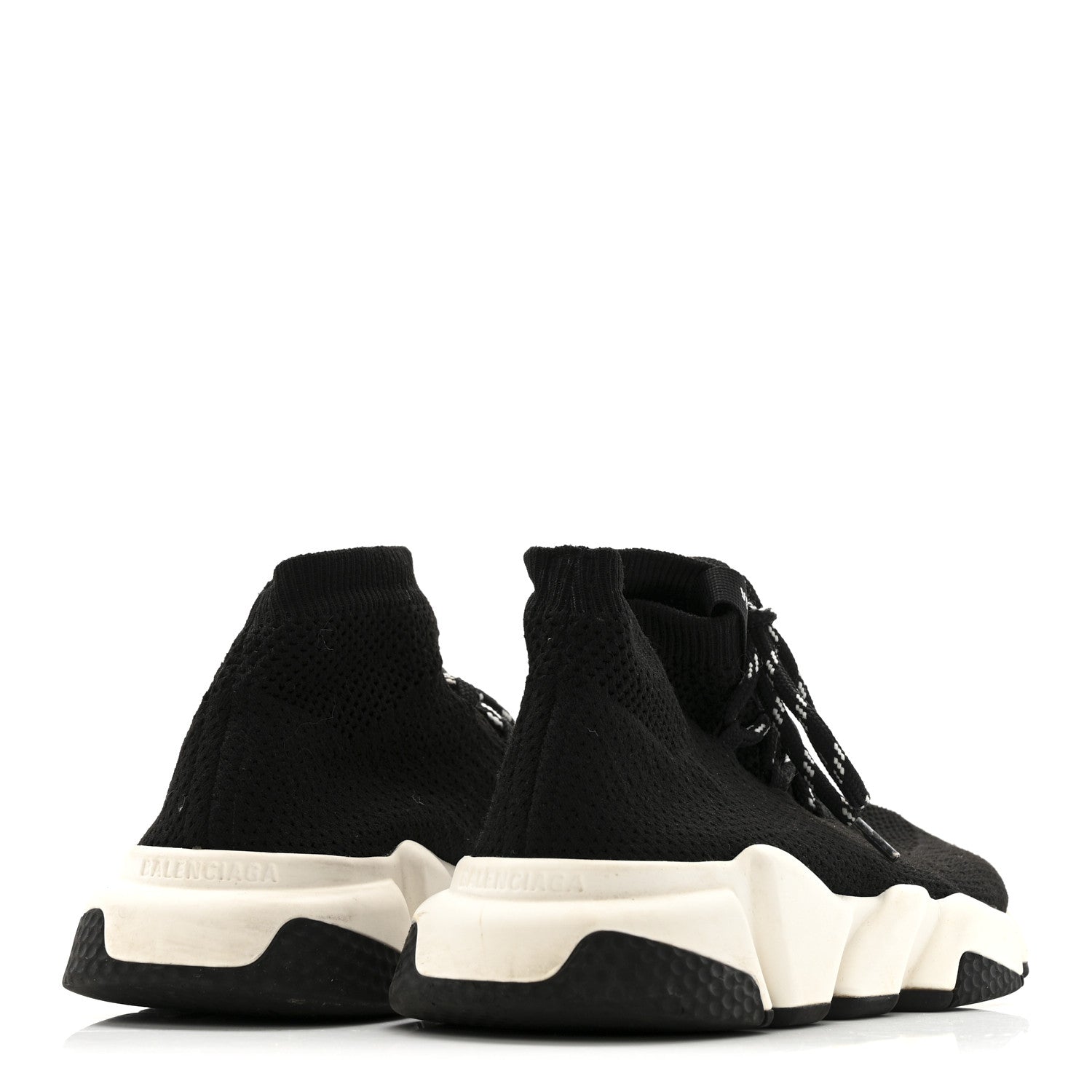 BALENCIAGA SPEED LACE UP SNEAKERS BLACK WHITE