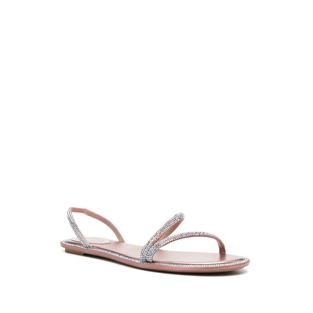 René Caovilla Flat Sandal - Pink/Crystal