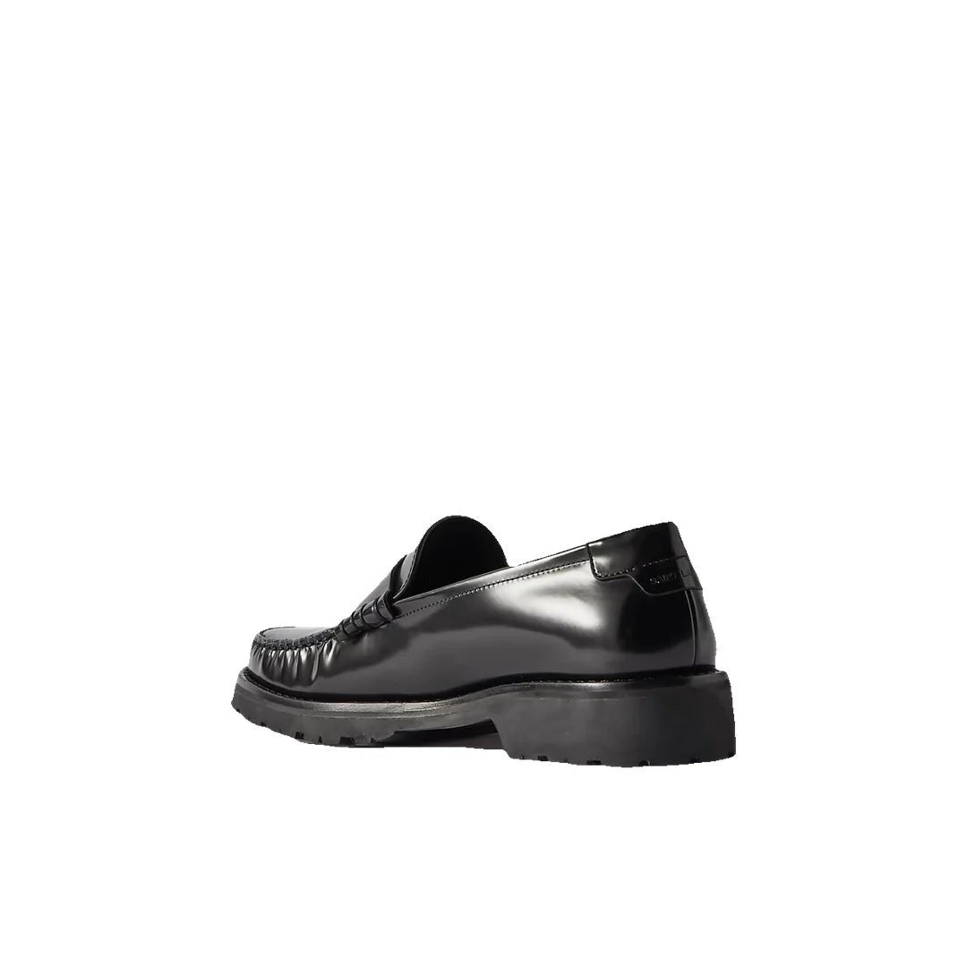 Saint Laurent Pointed-Toe Leather Loafers - Black