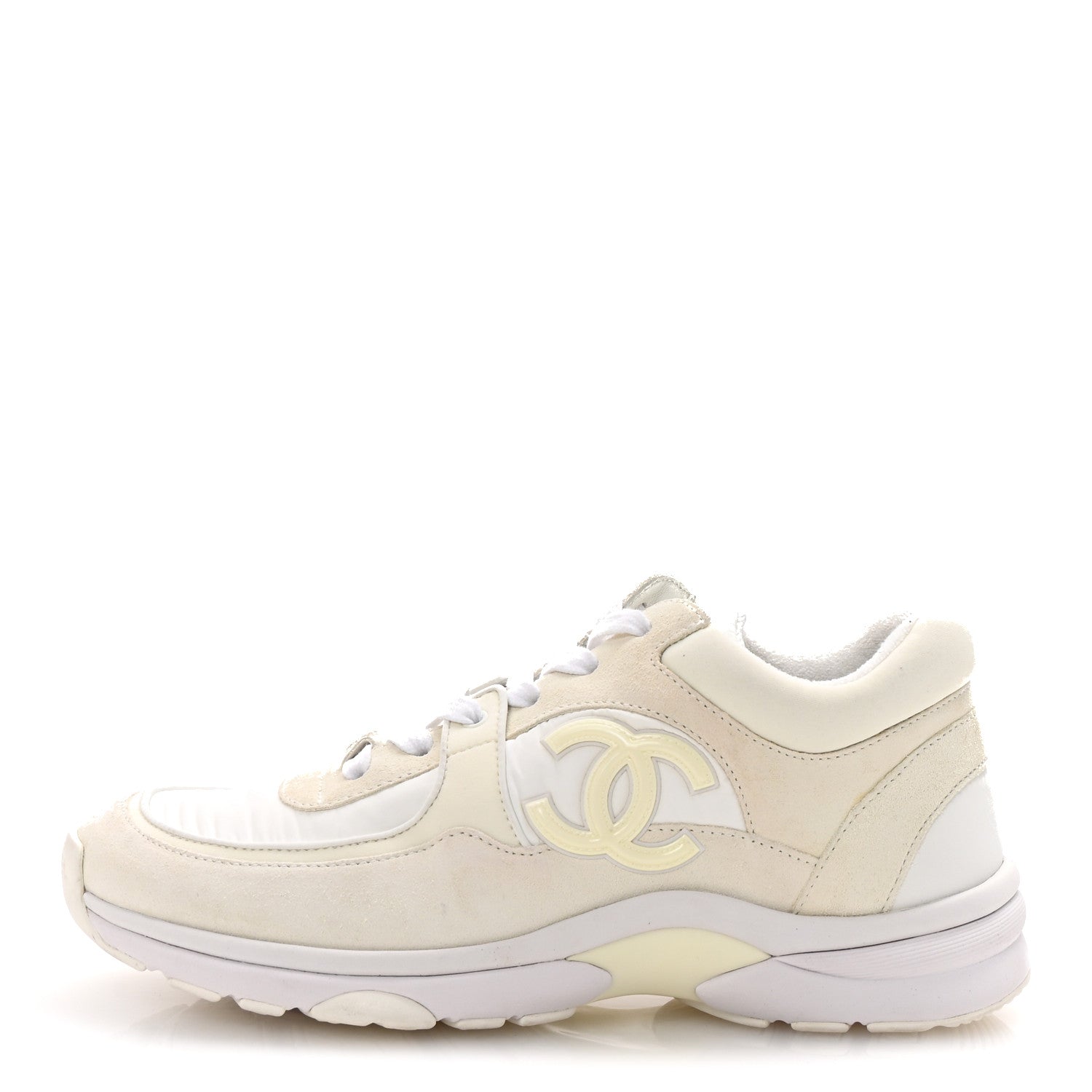 CHANEL FABRIC SUEDE CALFSKIN CC SNEAKERS PINK BEIGE PINK & WHITE