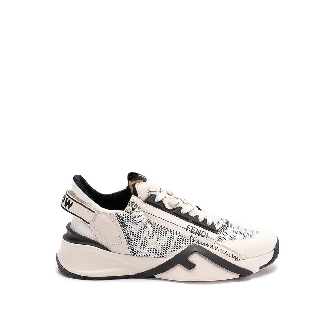 Fendi Flow Colorblock Suede Runner Sneakers - White/Black