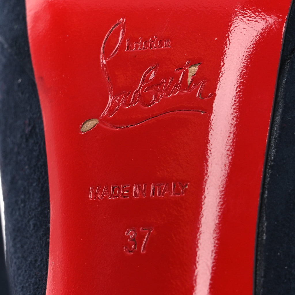 CHRISTIAN LOUBOUTIN 85MM SPORTY KATE SUEDE SOLE PUMPS NAVY