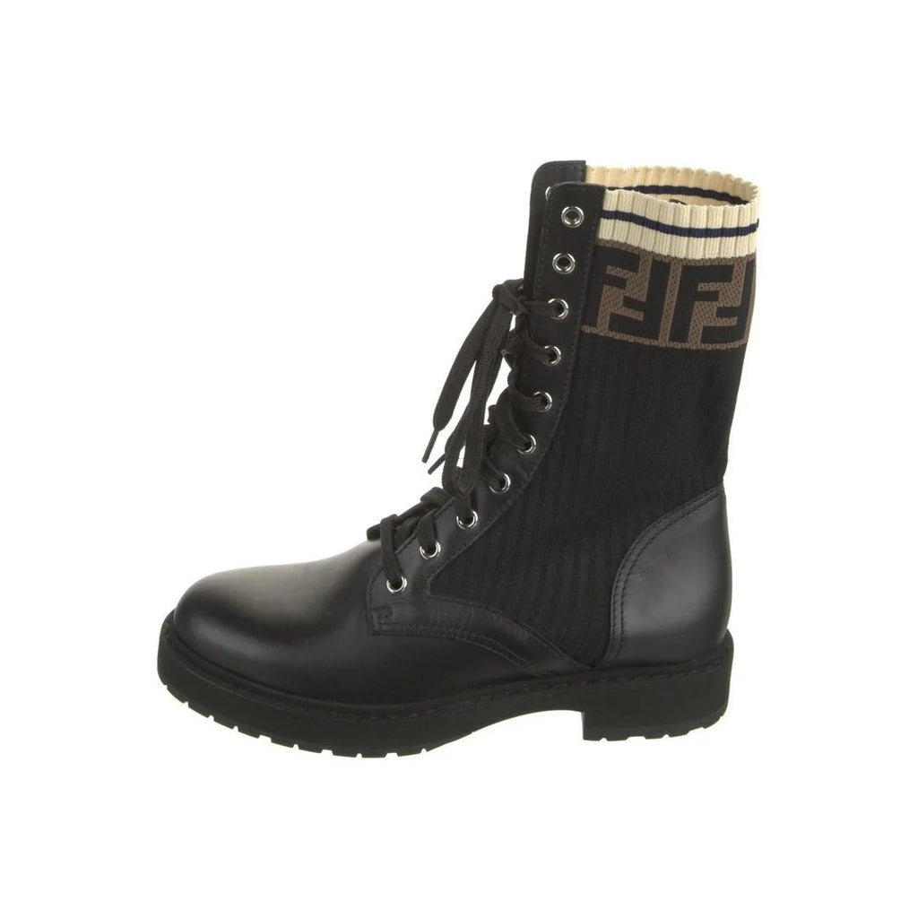 Fendi Vitello FF Vichy Rockoko Biker Boot Black - Black/Tobacco (no vichy/gingham pattern)