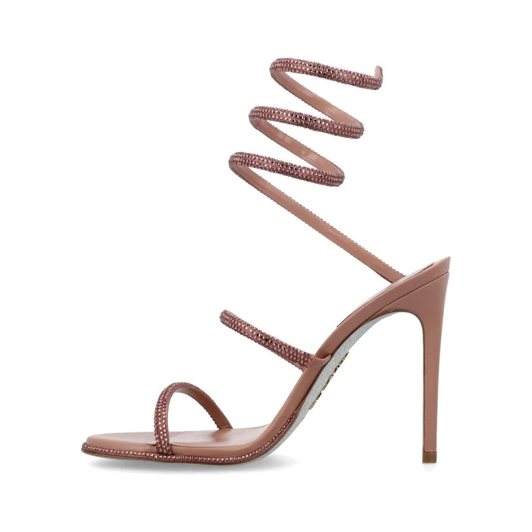 René Caovilla Braid Cleo Ivory Sandal 105 - Pink/Rose