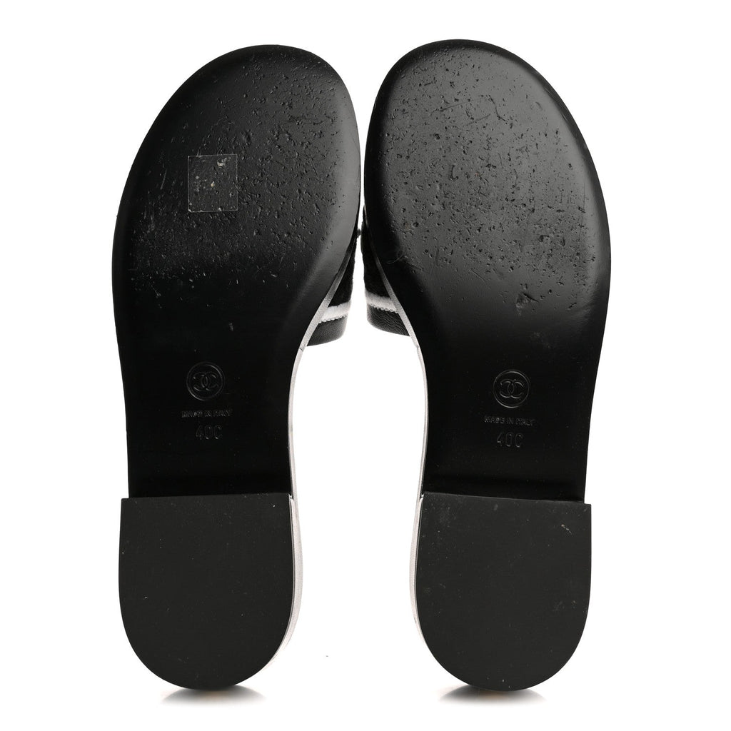 CHRISTIAN DIOR CANVAS EMBROIDERED DWAY MULE SLIDE SANDAL BLACK & WHITE