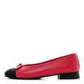 Chanel Tweed Grosgrain Cap Toe CC Ballerina Flat Pink - Red