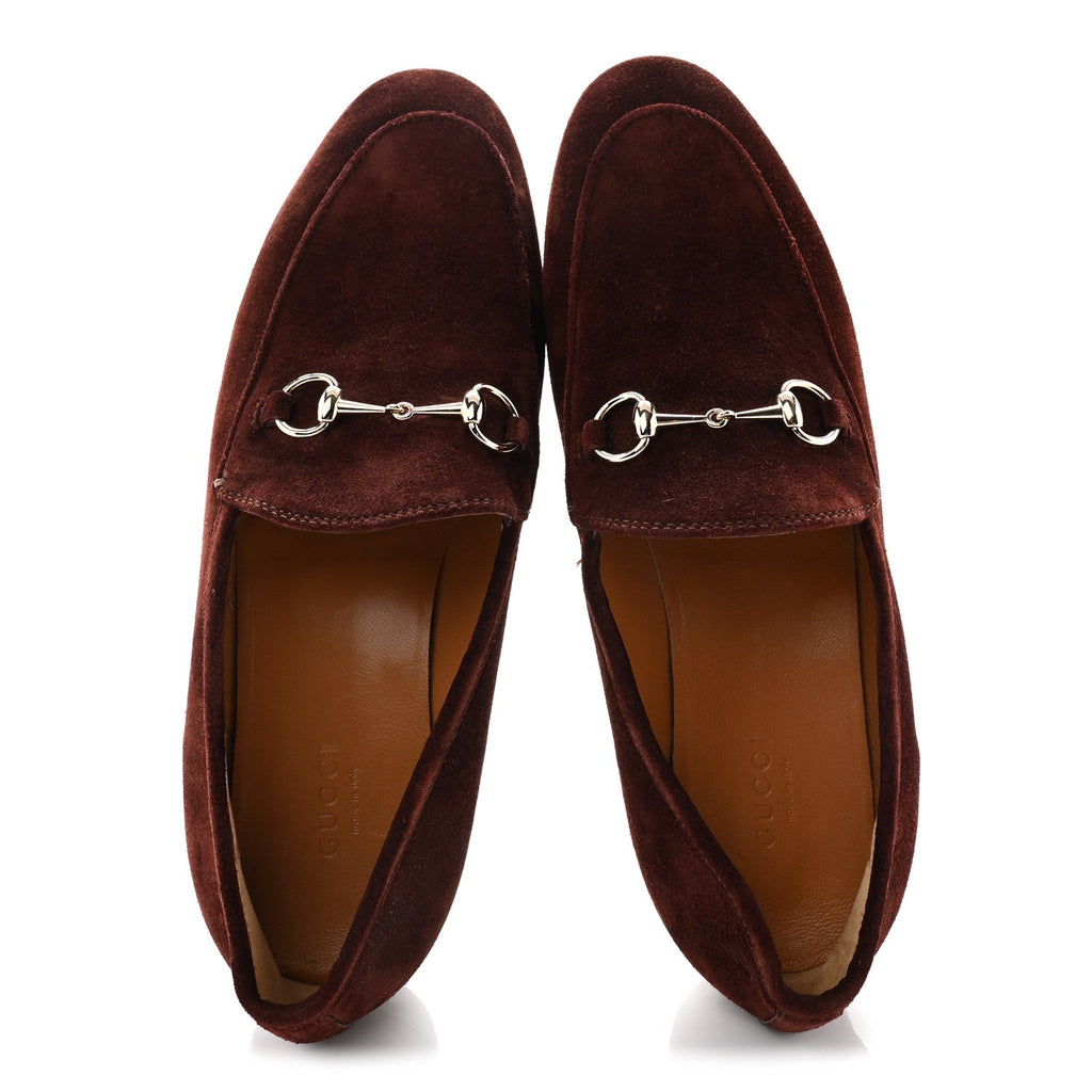 GUCCI VELVET GG MONOGRAM HORSEBIT JORDAAN LOAFERS BLUE BROWN SUEDE