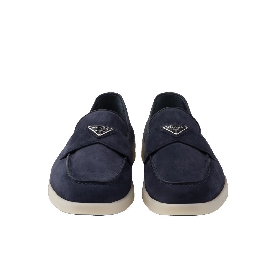 Prada Suede Boat Loafers - Navy Blue