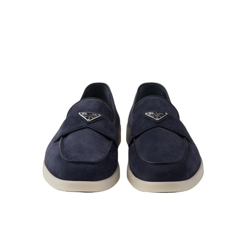 Prada Suede Boat Loafers - Navy Blue