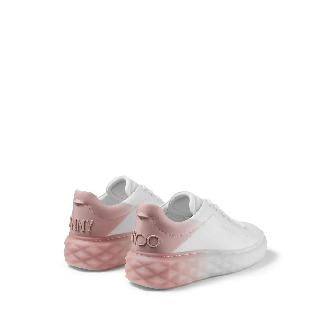 Jimmy Choo Diamond Light Maxi Leather Sneakers - White/Pink