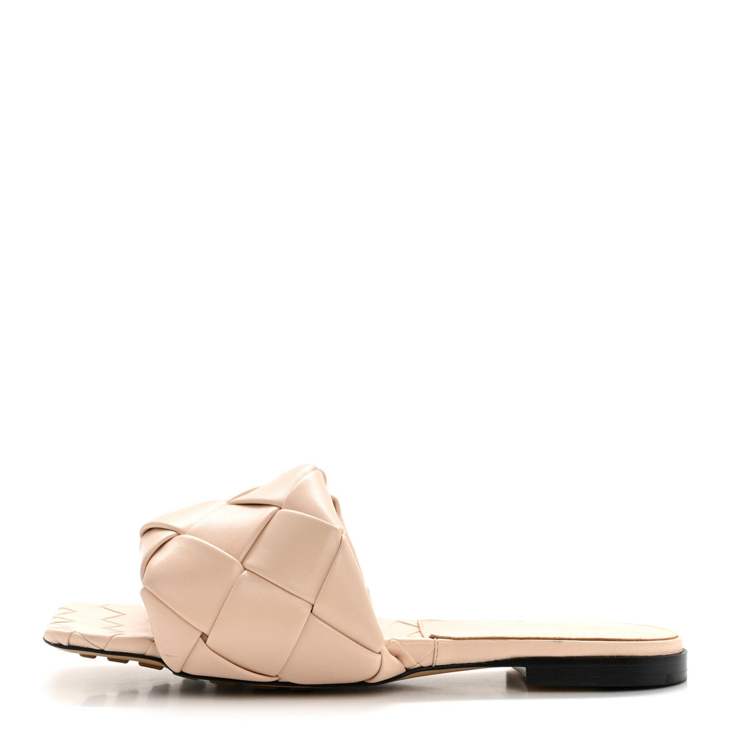 BOTTEGA VENETA NAPPA MAXI INTRECCIATO LIDO FLAT SANDALS BANDAGE PINK