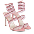 René Caovilla Satin Chandelier Heeled Mule 80 - Pink (ankle wrap sandal, not mule)