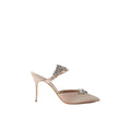 Manolo Blahnik Lurum 90 Embellished Satin Mules - Nude/Pink