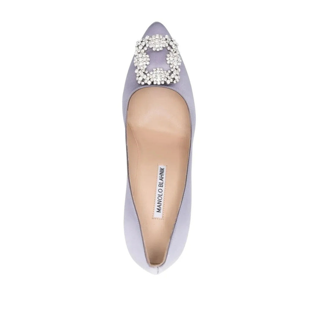 Manolo Blahnik Hangisi Crystal-Buckle Pumps - Lilac/Lavender
