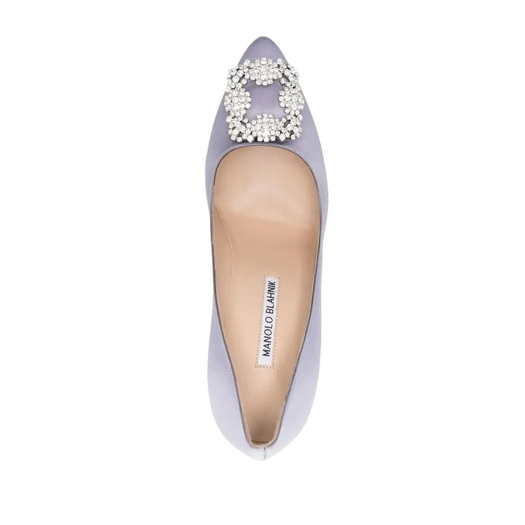 Manolo Blahnik Hangisi Crystal-Buckle Pumps - Lilac/Light Purple