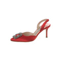 Manolo Blahnik Cigaurasli Bow-Embellished Slingback Sandals - Red