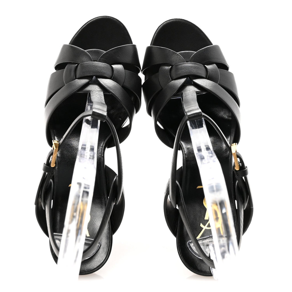 SAINT LAURENT TRIBUTE PLATFORM SANDALS CALFSKIN BROWN