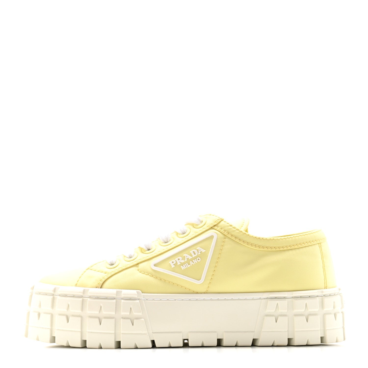 PRADA RE-NYLON GABARDINE TRIANGLE LOGO DOUBLE WHEEL SNEAKERS BLUE