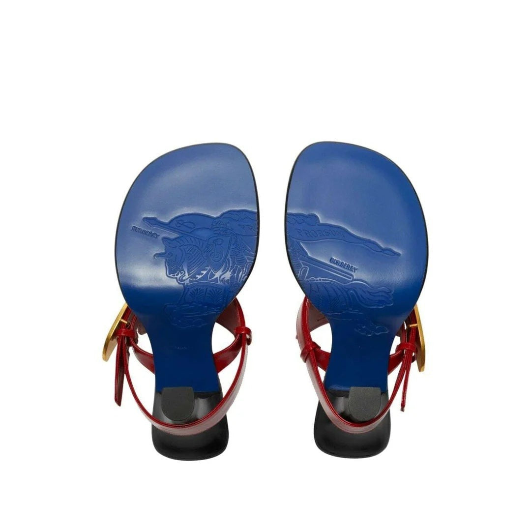 Burberry Ronda Leather Thong Sandals - Red