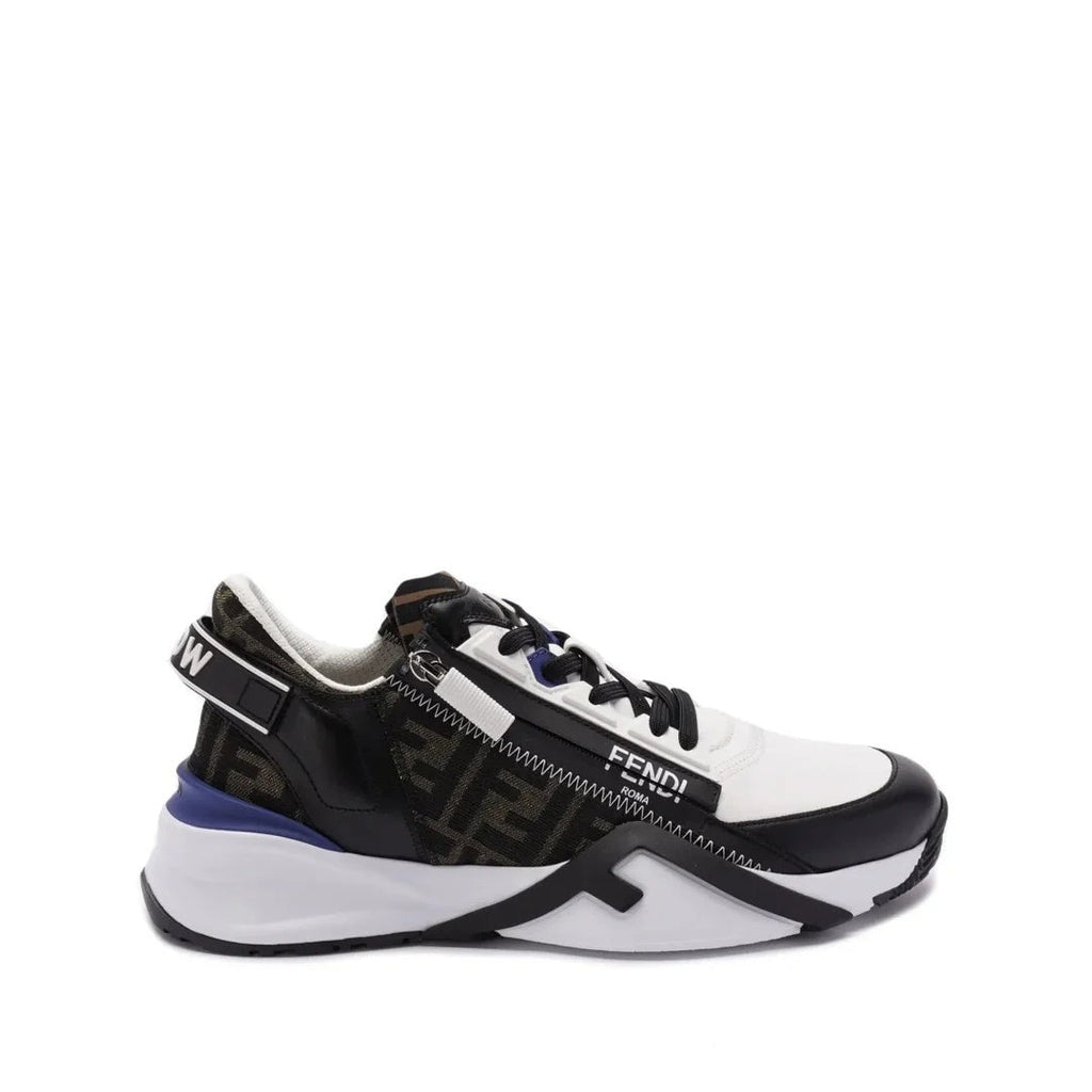 Fendi Flow Colorblock Suede Runner Sneakers - White/Black