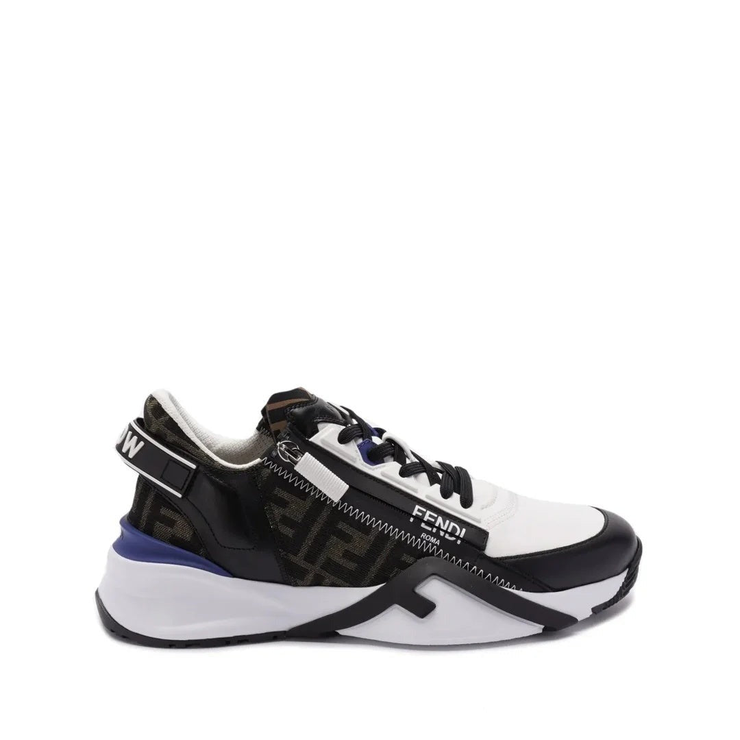 Fendi Flow Colorblock Suede Runner Sneakers - White/Black
