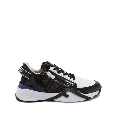 Fendi Flow Colorblock Suede Runner Sneakers - White/Black