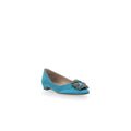 Manolo Blahnik Hangisi Satin Ballerinas - Teal