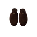 Prada Logo Buckle Suede Mules - Brown