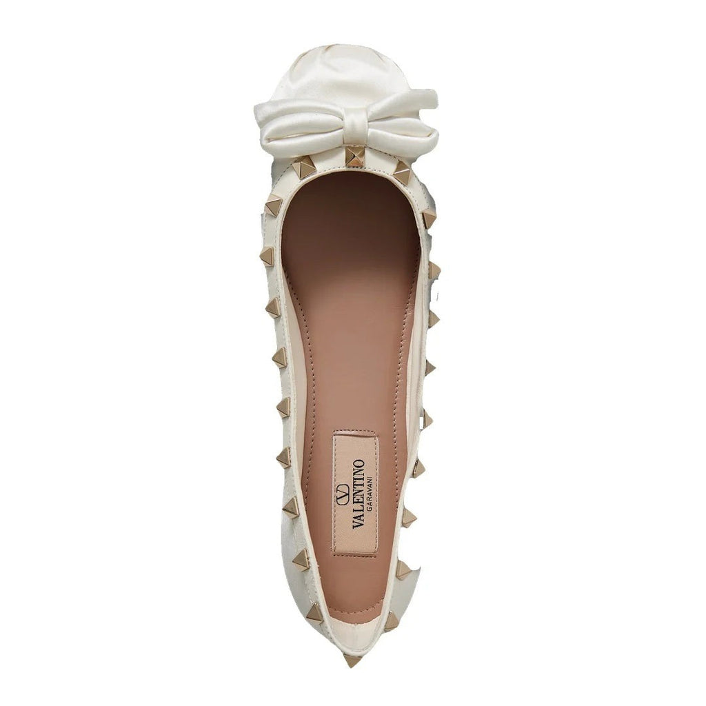 Valentino Garavani Contrast-Bow Ballet Flats - White
