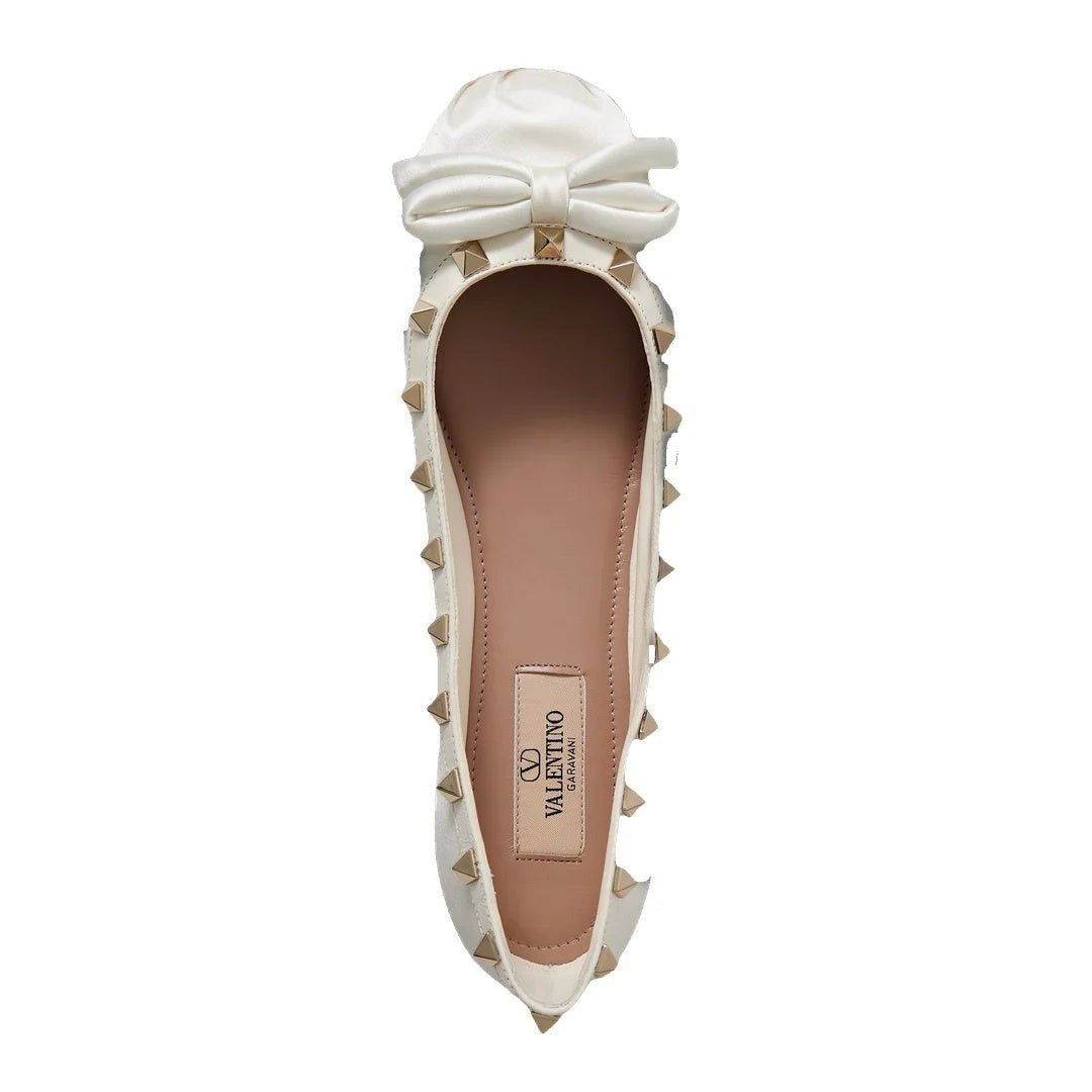 Valentino Garavani Contrast-Bow Ballet Flats - White