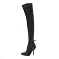 FENDI FF ROCKOKO NAPPA MICROFIBER THIGH HIGH BOOT EBANO TOBACCO