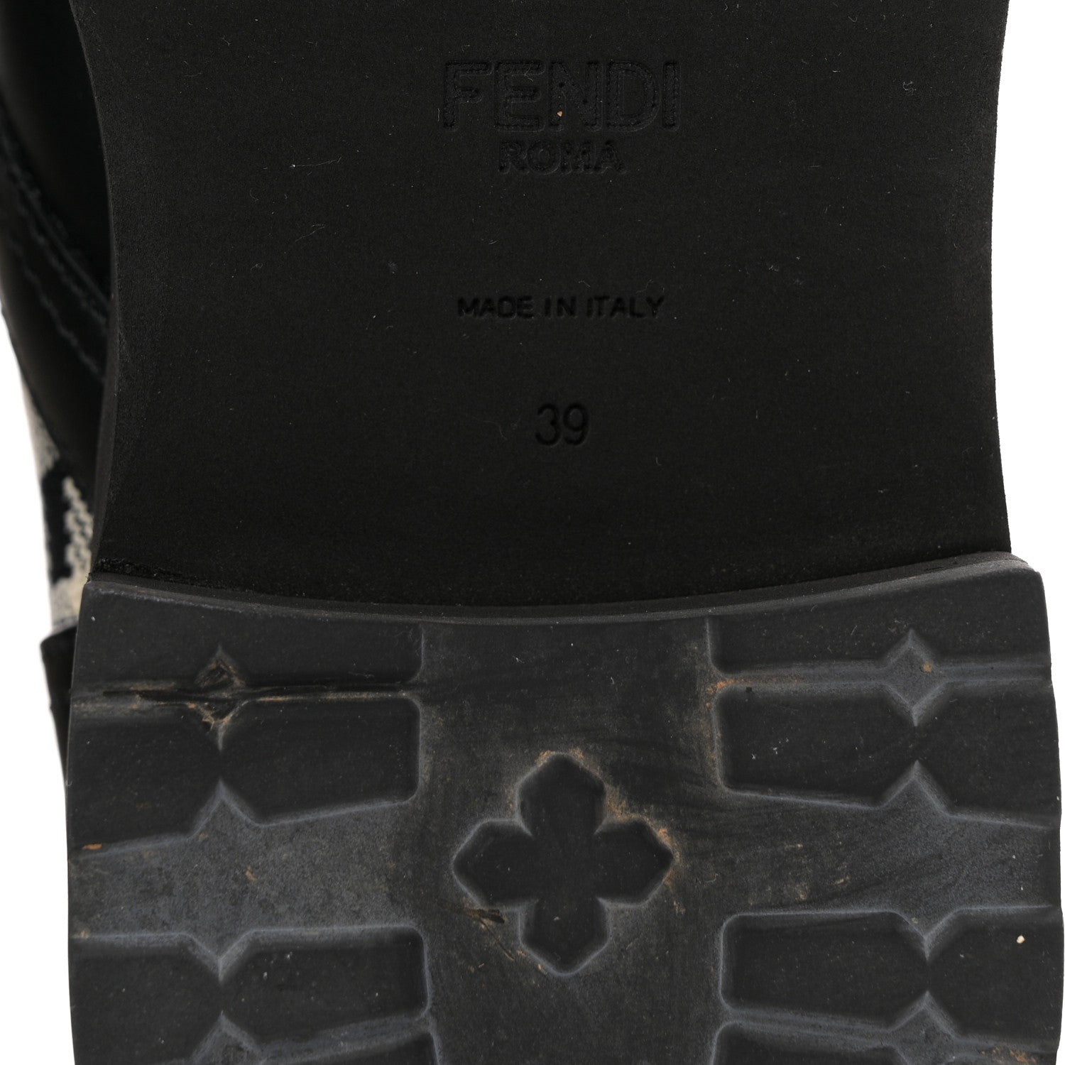 FENDI VITELLO FF VICHY ROCKOKO BIKER BOOT BLACK TOBACCO