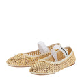 Miu Miu Nappa Crystal Ballet Flat - Gold/Cream